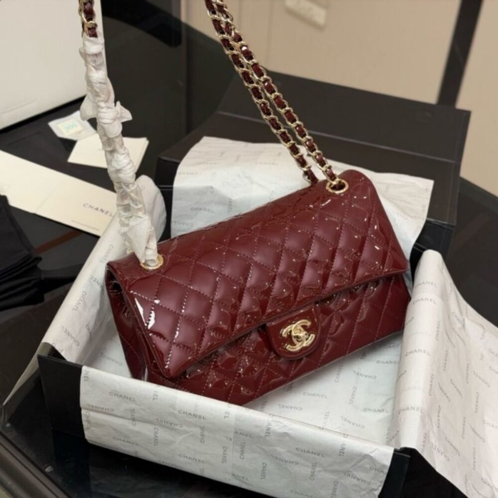 Chanel Medium Classic Double Flap Bag Burgundy 25Cm
