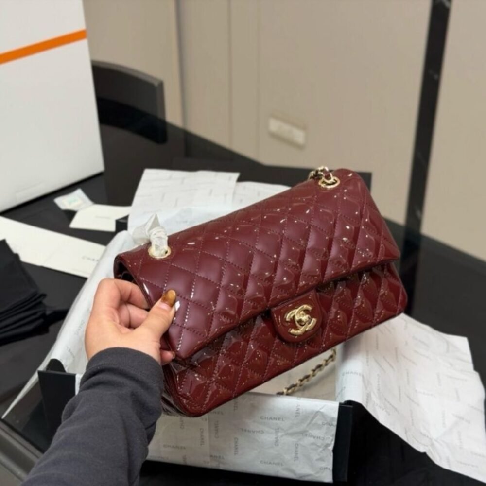 Chanel Medium Classic Double Flap Bag Burgundy 25Cm