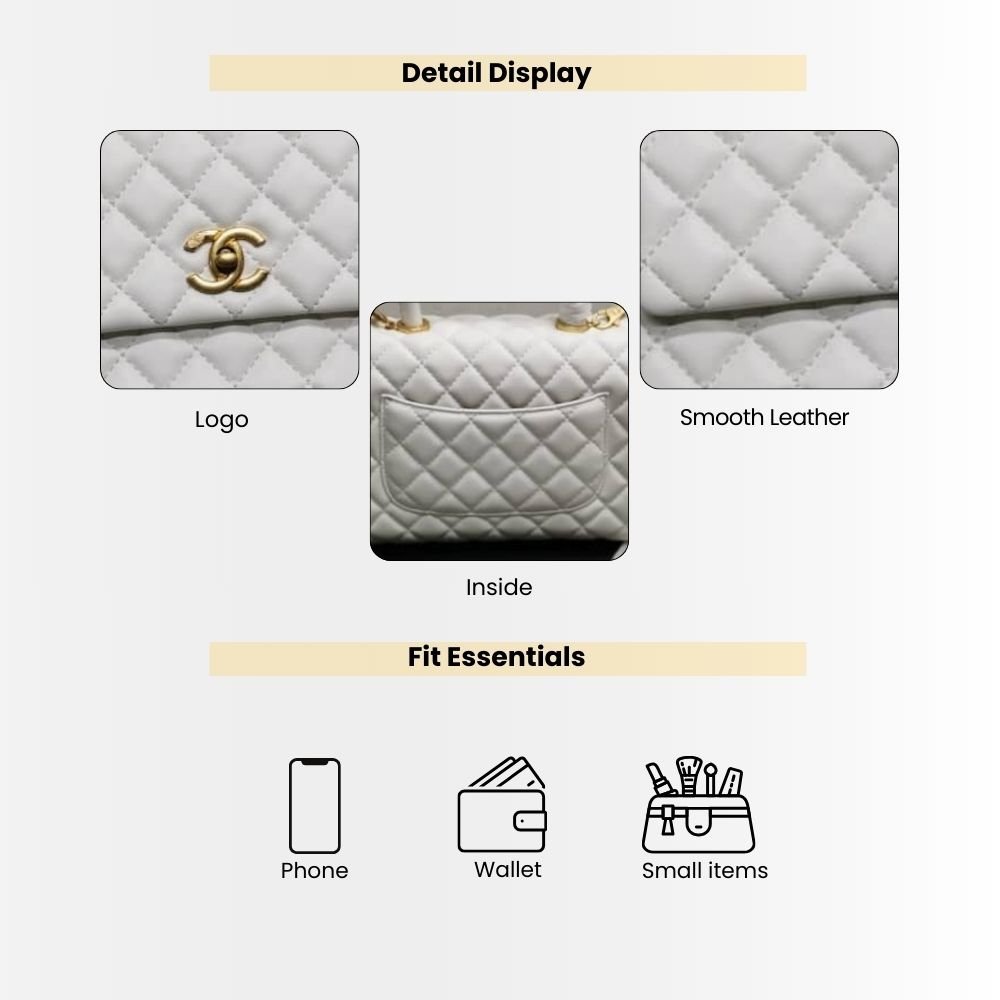 Chanel Medium Coco Handle Bag White 29cm