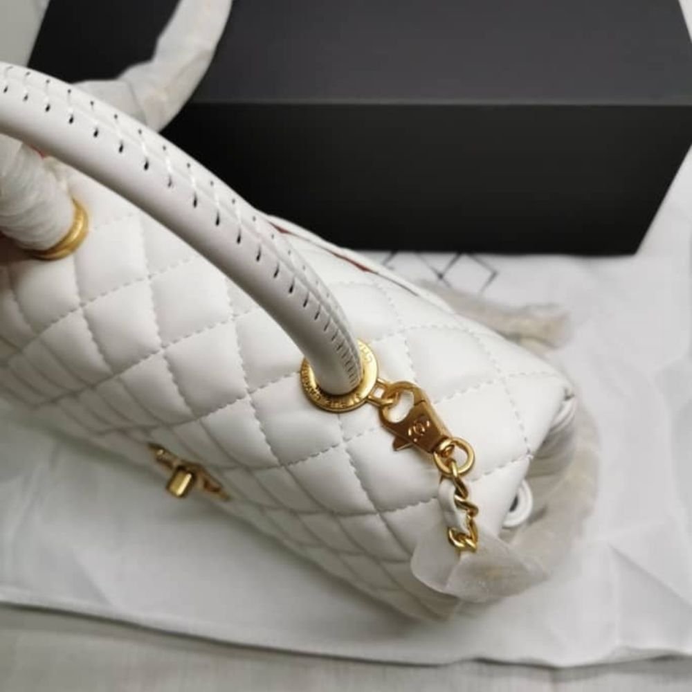 Chanel Medium Coco Handle Bag White 29cm