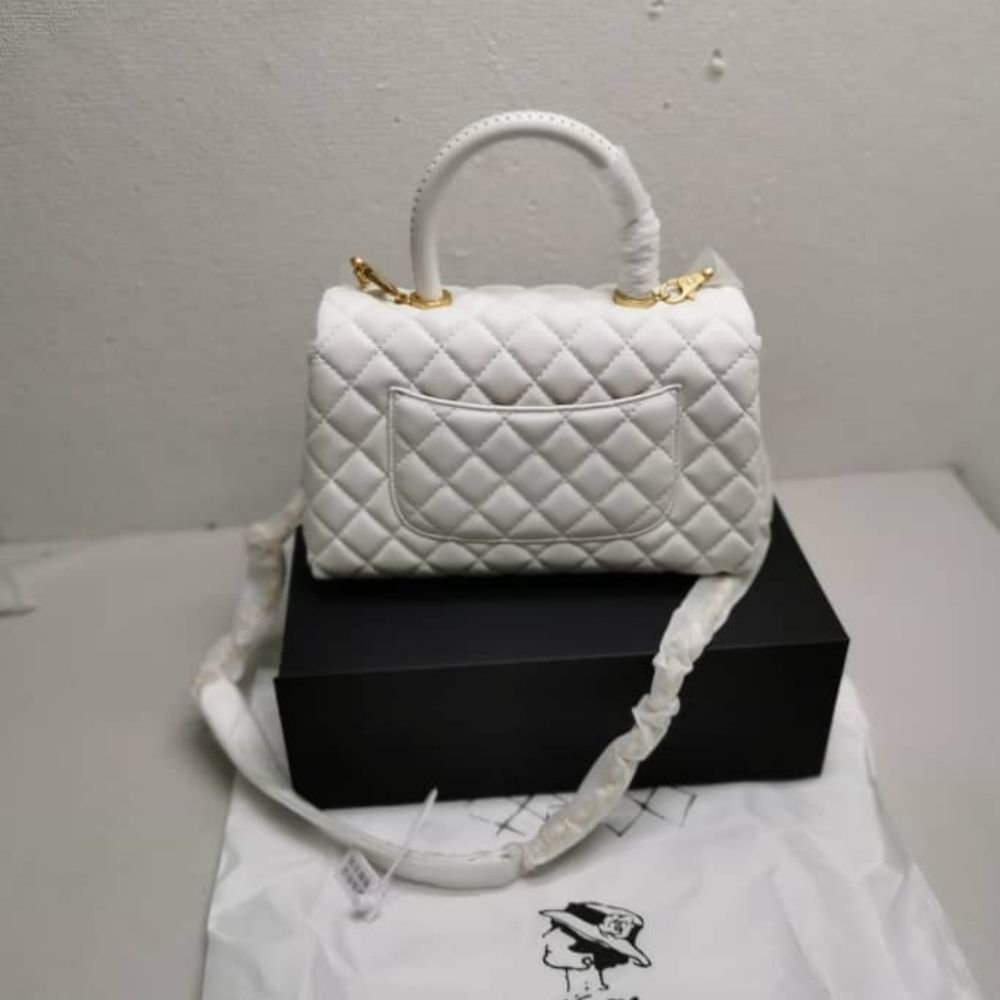 Chanel Medium Coco Handle Bag White 29cm