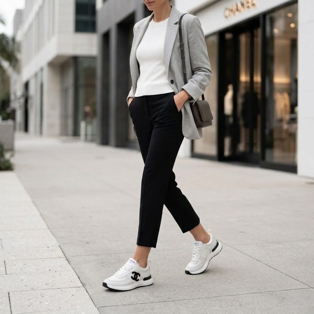 Chanel Mesh Suede Sneaker White Black G37492 Y55236 10601