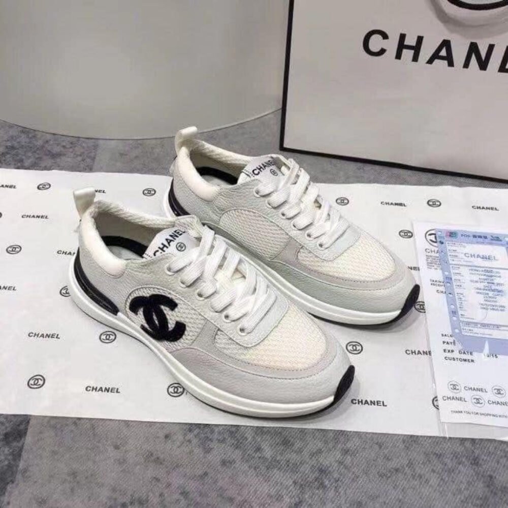 Chanel Mesh Suede Sneaker White Black G37492 Y55236 10601
