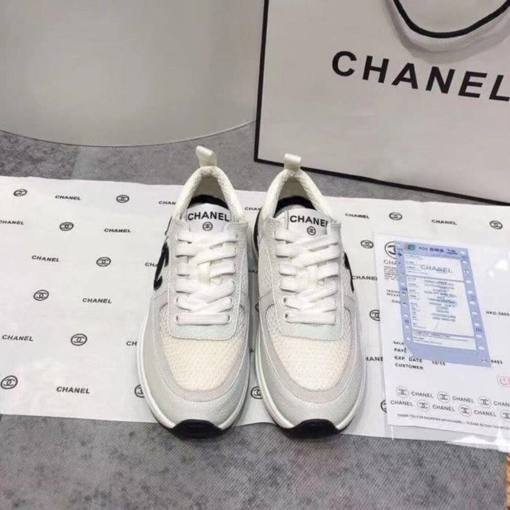 Chanel Mesh Suede Sneaker White Black G37492 Y55236 10601