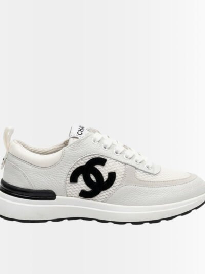 Chanel Mesh Suede Sneaker White Black G37492 Y55236 10601