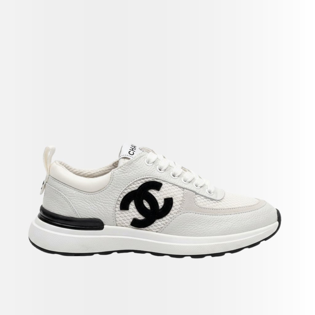 Chanel Mesh Suede Sneaker White Black G37492 Y55236 10601