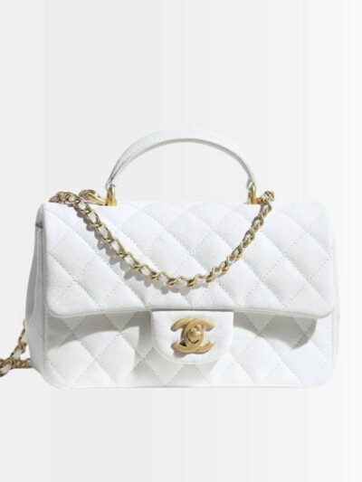 Chanel Mini Flap Bag With Top Handle White 20Cm AS2431