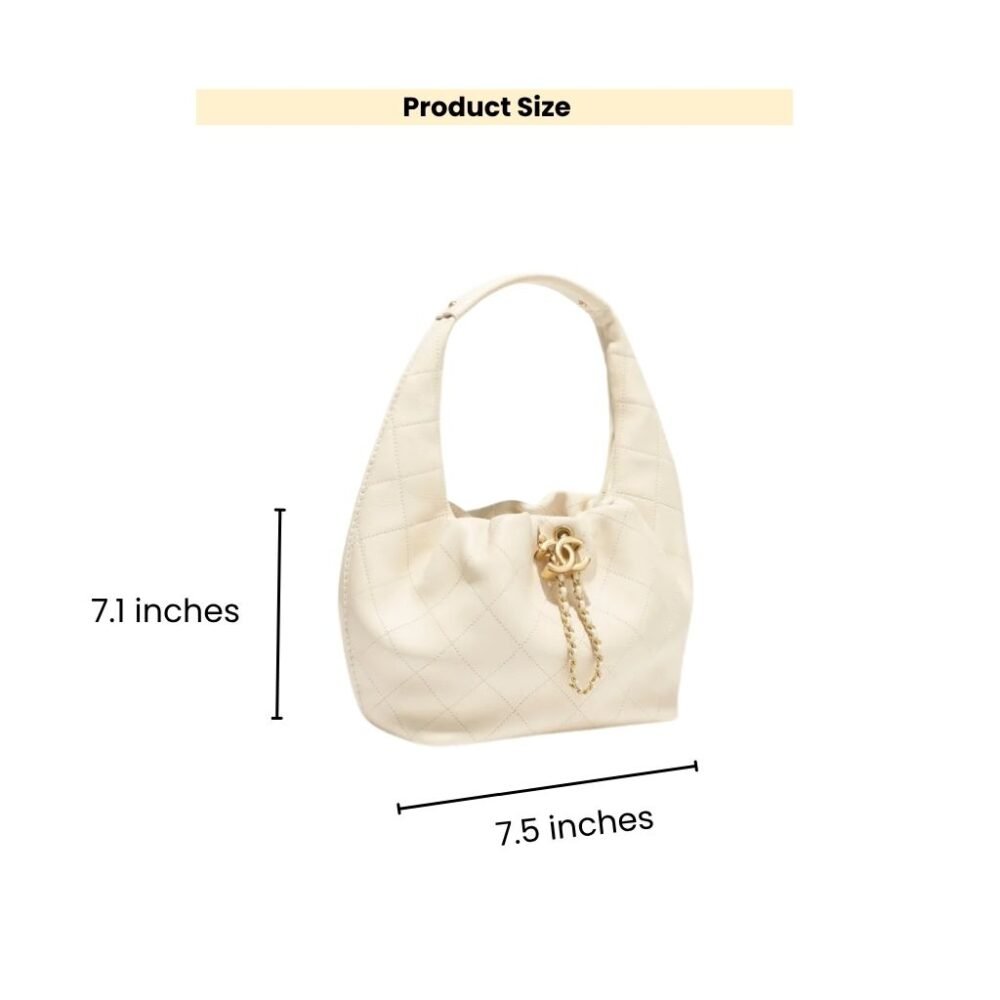 Chanel Mini Hobo Handbag Gold Tone Hardware White 19Cm AS5976 B22897 U4531