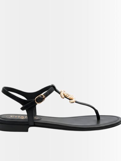 Chanel Pearl CC Logo Sandals Black