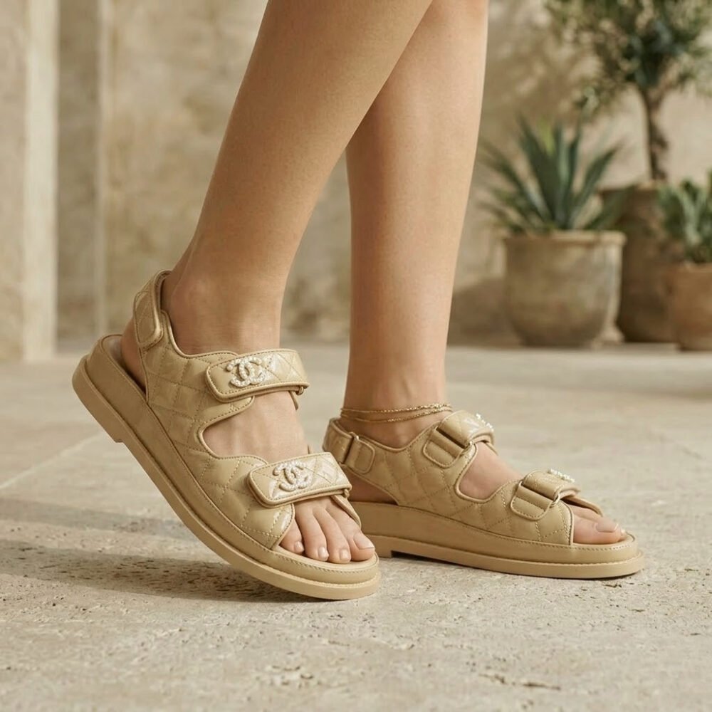 Chanel Quilted Sandals Beige G35927 B20276 U0450
