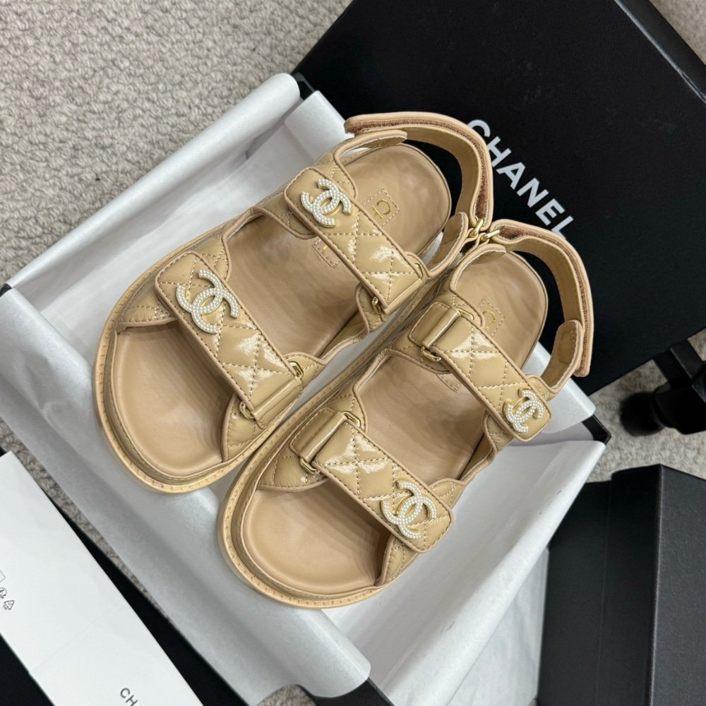 Chanel Quilted Sandals Beige G35927 B20276 U0450