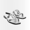 Chanel Sandals Open Toe Silver