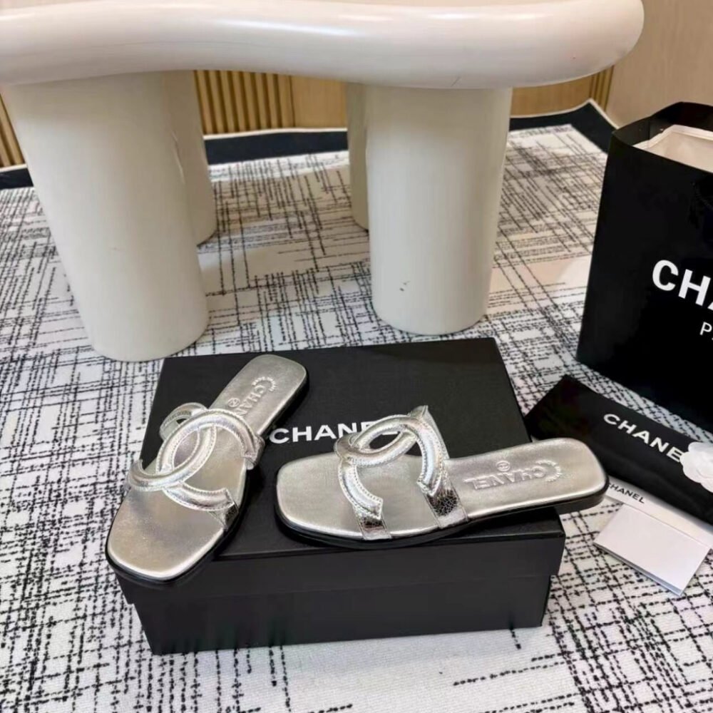 Chanel Sandals Open Toe Silver