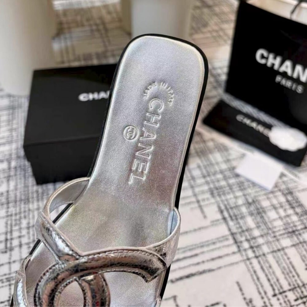 Chanel Sandals Open Toe Silver