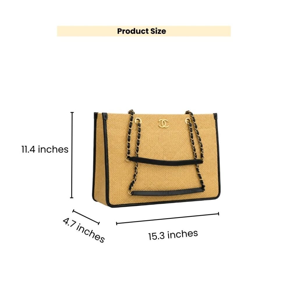 Chanel Shopping Bag Natural Straw Beige 39Cm
