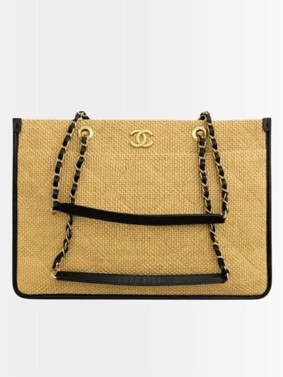 Chanel Shopping Bag Natural Straw Beige 39Cm