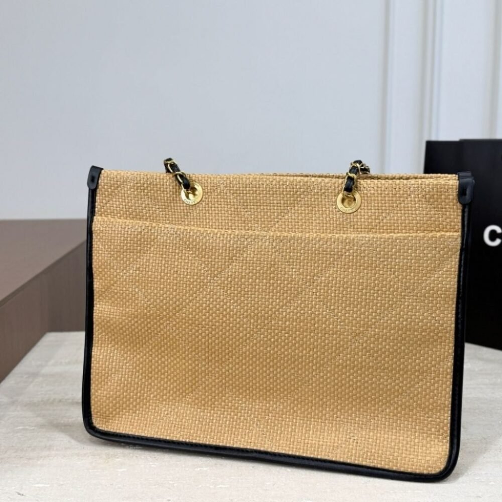 Chanel Shopping Bag Natural Straw Beige 39Cm