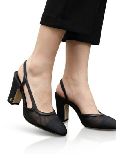 Chanel Slingbacks Mesh And Grosgrain Black G45509 B23534 94305