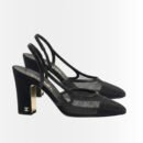 Chanel Slingbacks Mesh And Grosgrain Black G45509 B23534 94305