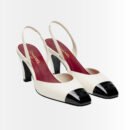 Chanel Slingbacks Smooth And Shiny Leather Ivory Black G47515 B25781 UD079