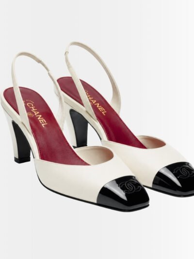 Chanel Slingbacks Smooth And Shiny Leather Ivory Black G47515 B25781 UD079