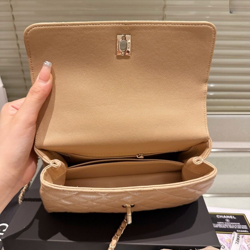 Chanel Small Coco Handle Bag Dark Beige 24Cm A92990