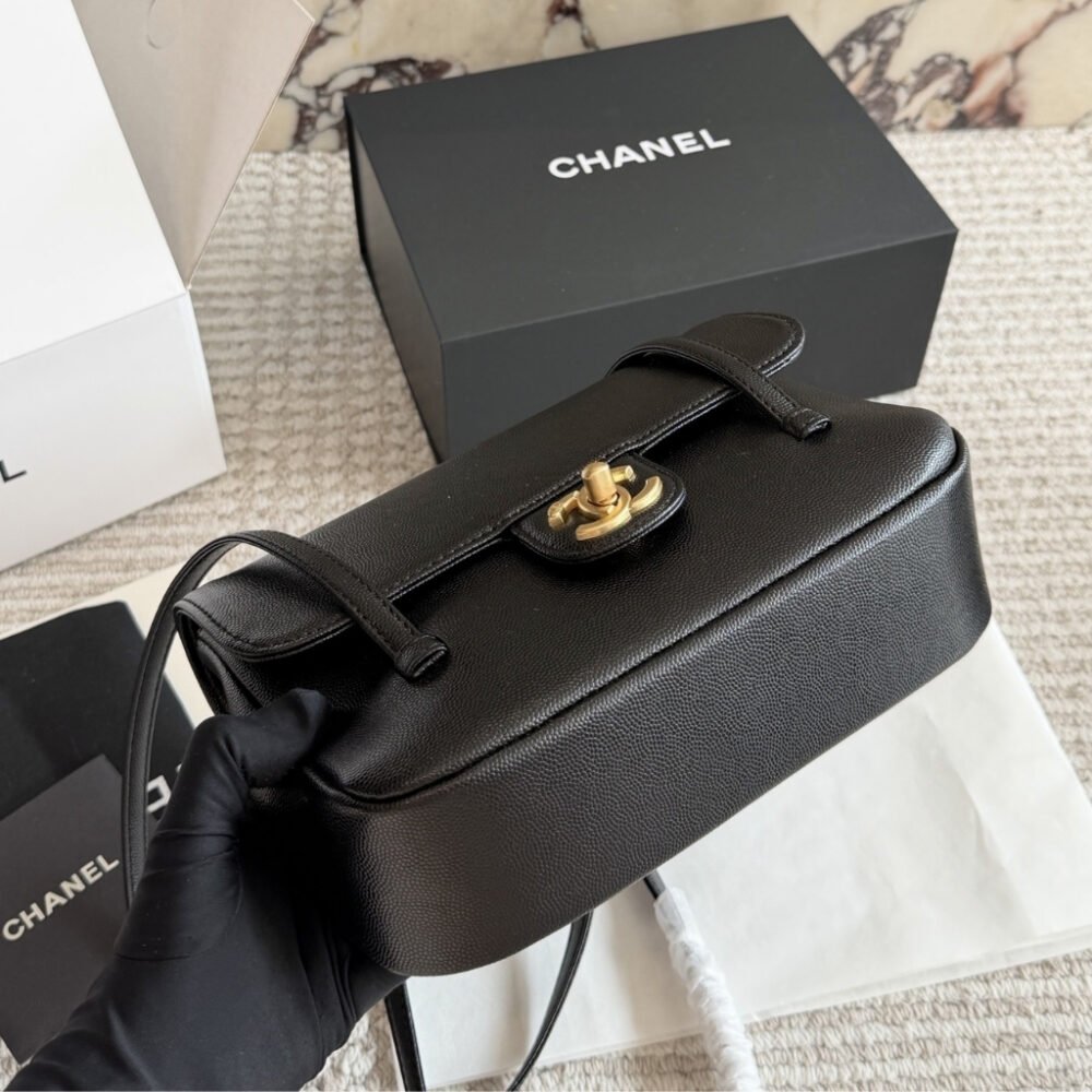 Chanel Small Flap Bag Grained Shiny Black 22cm AS6130 B23483 94305