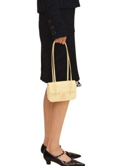 Chanel Small Flap Bag Grained Shiny Light Yellow 22cm AP5068 B23204 NAAUK