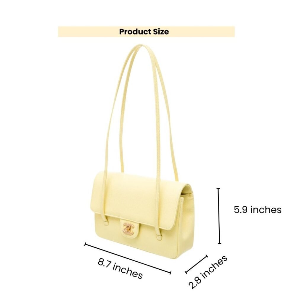 Chanel Small Flap Bag Grained Shiny Light Yellow 22cm AP5068 B23204 NAAUK