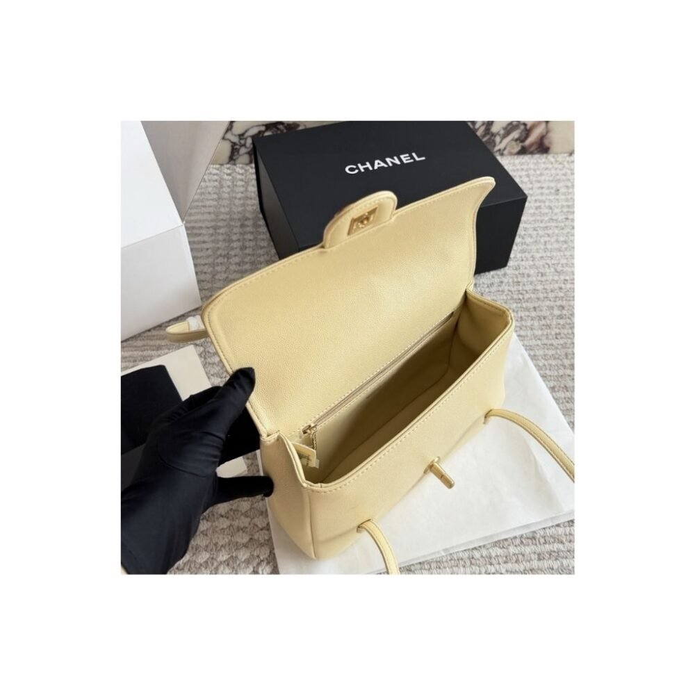Chanel Small Flap Bag Grained Shiny Light Yellow 22cm AP5068 B23204 NAAUK