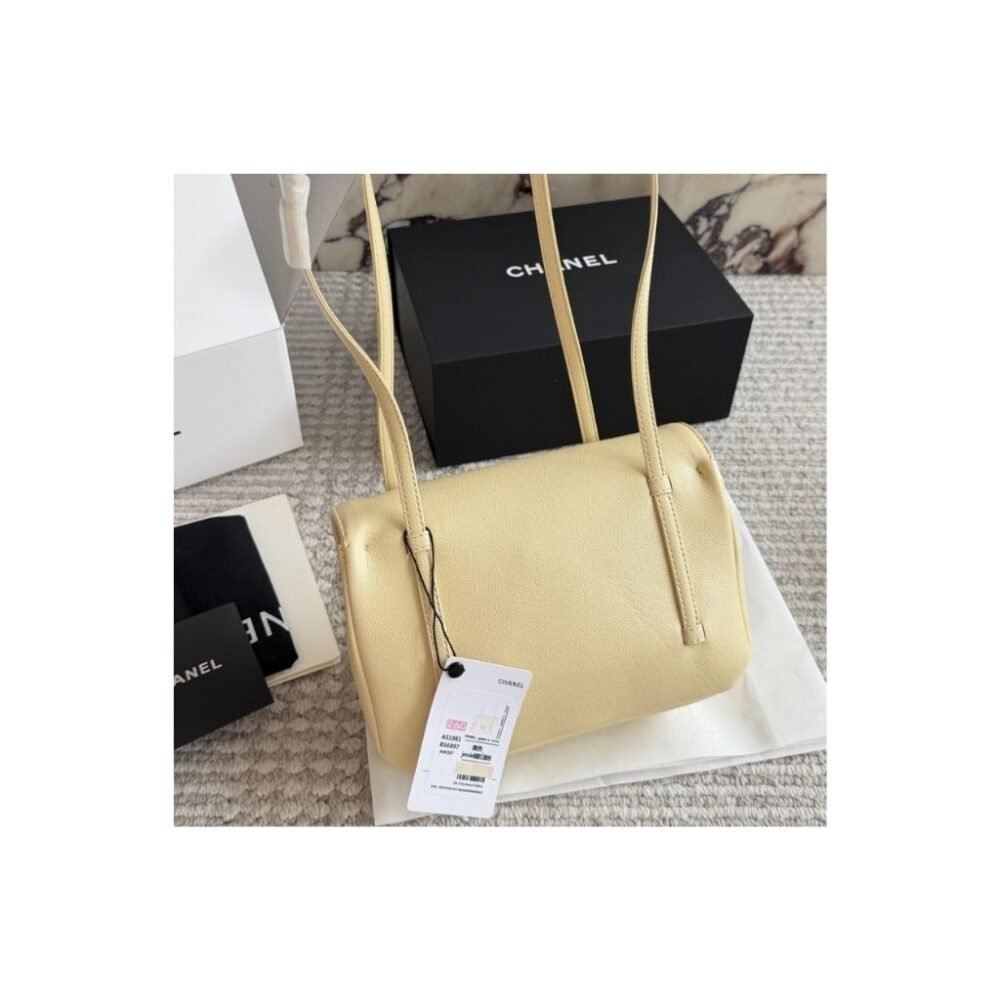 Chanel Small Flap Bag Grained Shiny Light Yellow 22cm AP5068 B23204 NAAUK