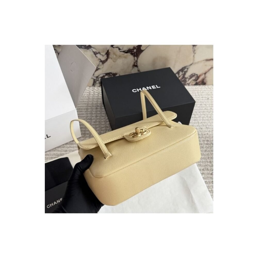 Chanel Small Flap Bag Grained Shiny Light Yellow 22cm AP5068 B23204 NAAUK