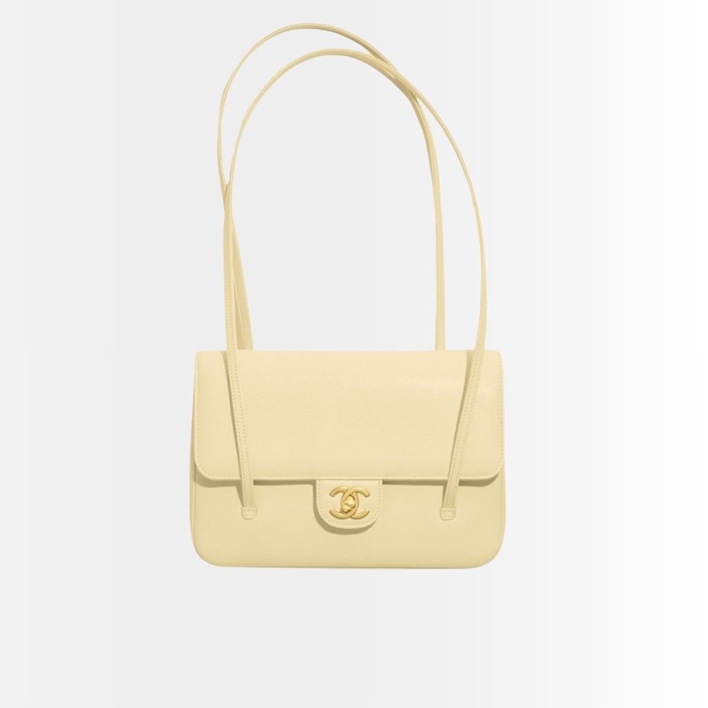 Chanel Small Flap Bag Grained Shiny Light Yellow 22cm AP5068 B23204 NAAUK