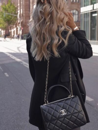 Chanel Small Flap Bag With Top Handle Bag With Gold Metal Black 25Cm A92236 Y60767 94305