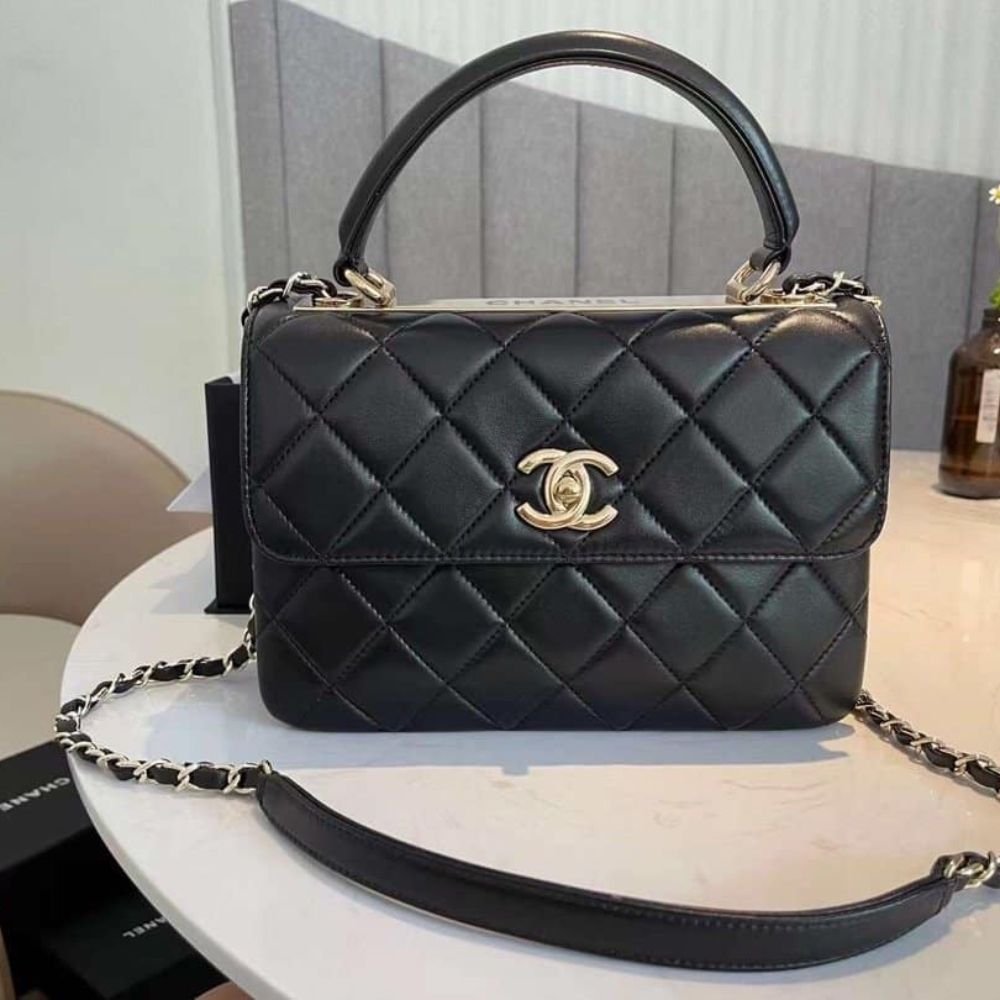 Chanel Small Flap Bag With Top Handle Bag With Gold Metal Black 25Cm A92236 Y60767 94305
