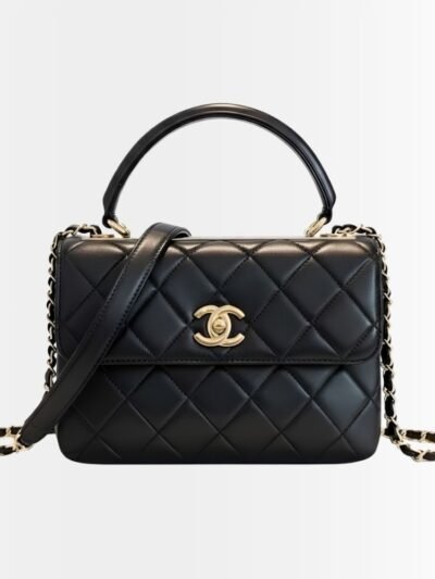 Chanel Small Flap Bag With Top Handle Bag With Gold Metal Black 25Cm A92236 Y60767 94305