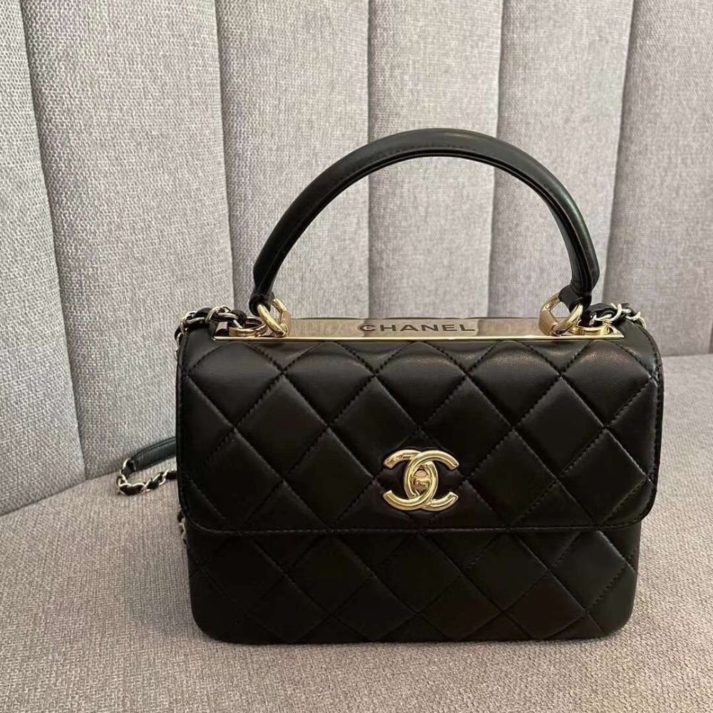 Chanel Small Flap Bag With Top Handle Bag With Gold Metal Black 25Cm A92236 Y60767 94305