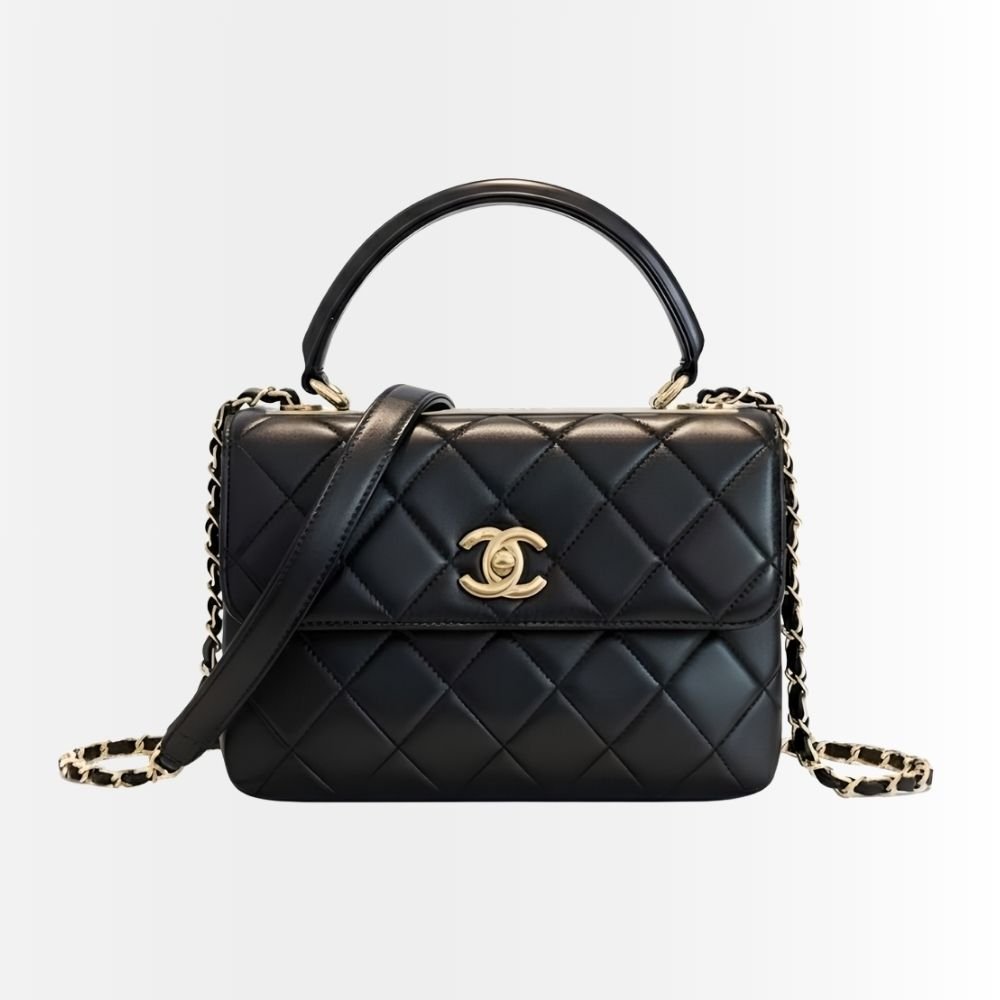 Chanel Small Flap Bag With Top Handle Bag With Gold Metal Black 25Cm A92236 Y60767 94305