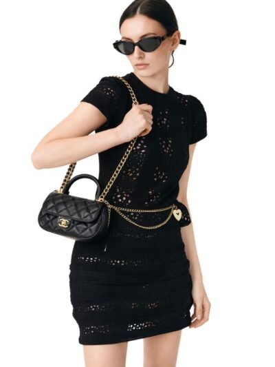 Chanel Small Flap Bag With Top Handle Black 20cm AS4573 B15144 94305