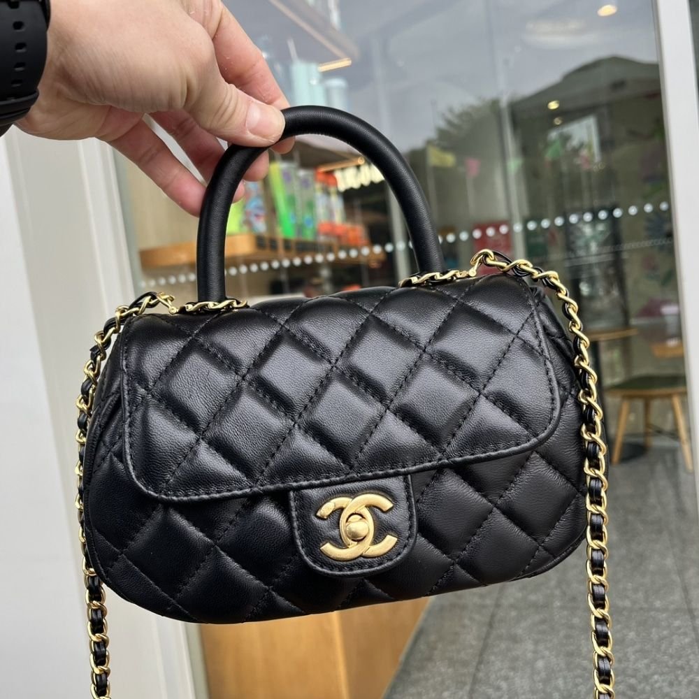 Chanel Small Flap Bag With Top Handle Black 20cm AS4573 B15144 94305