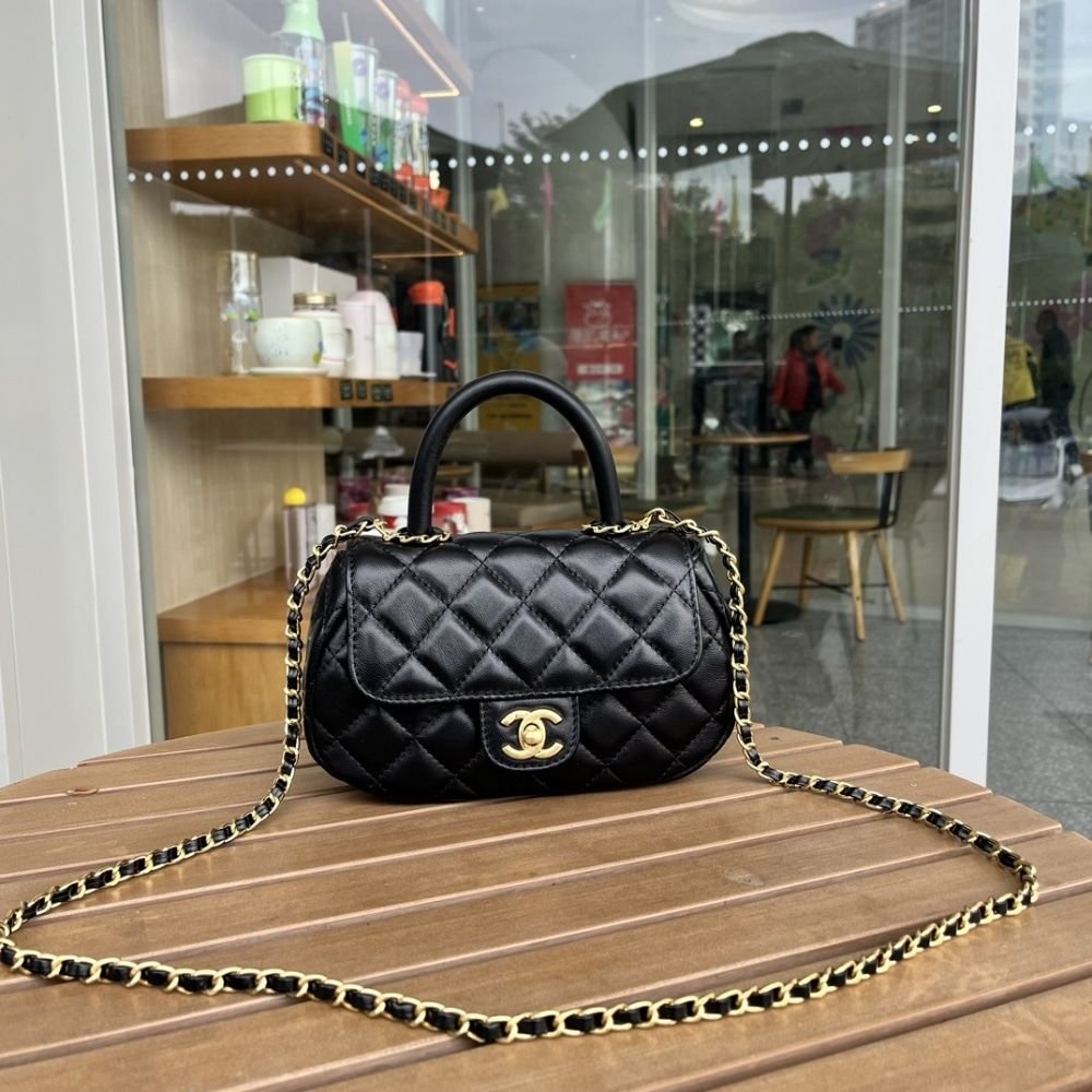Chanel Small Flap Bag With Top Handle Black 20cm AS4573 B15144 94305