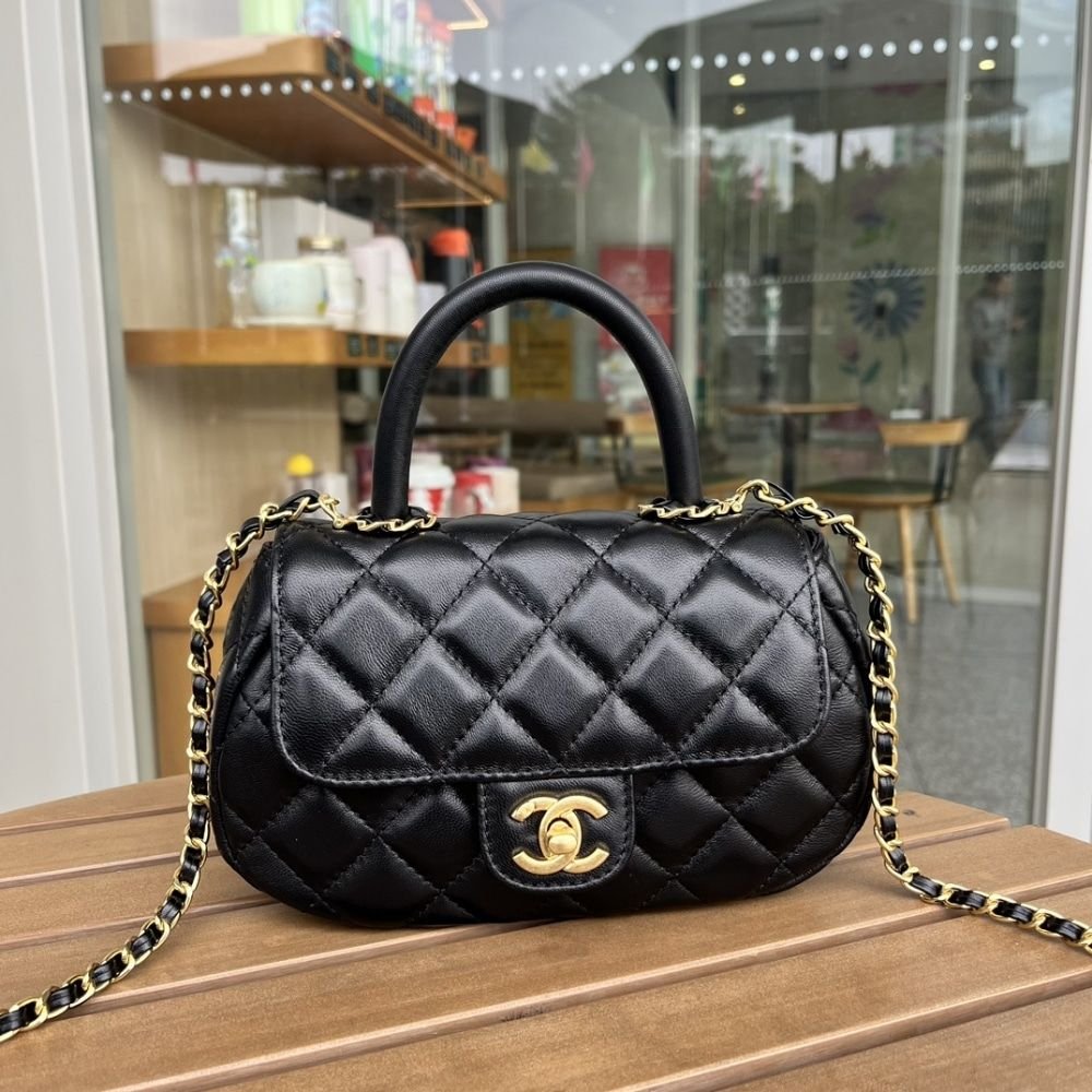 Chanel Small Flap Bag With Top Handle Black 20cm AS4573 B15144 94305