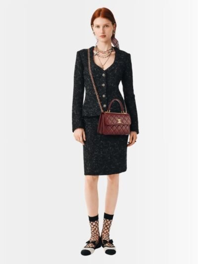 Chanel Small Flap Bag With Top Handle Burgundy 25Cm