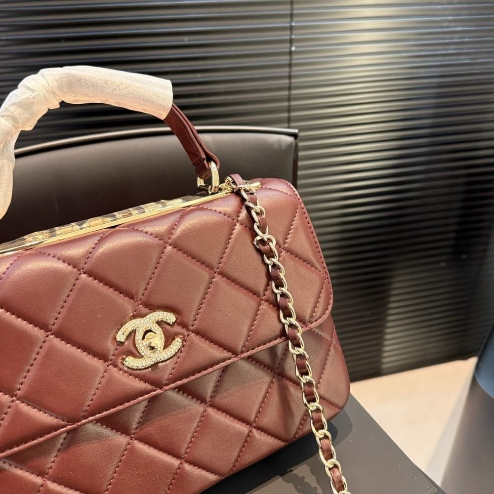Chanel Small Flap Bag With Top Handle Burgundy 25Cm