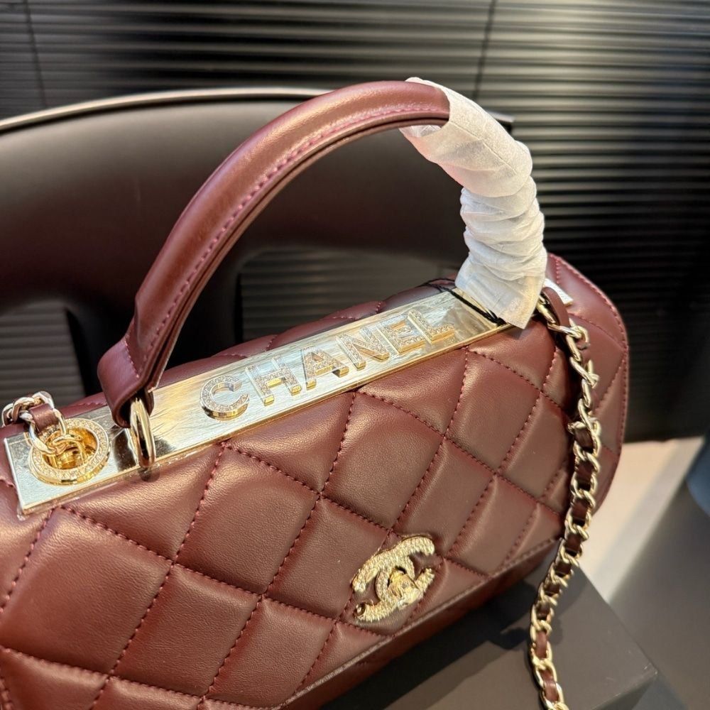 Chanel Small Flap Bag With Top Handle Burgundy 25Cm