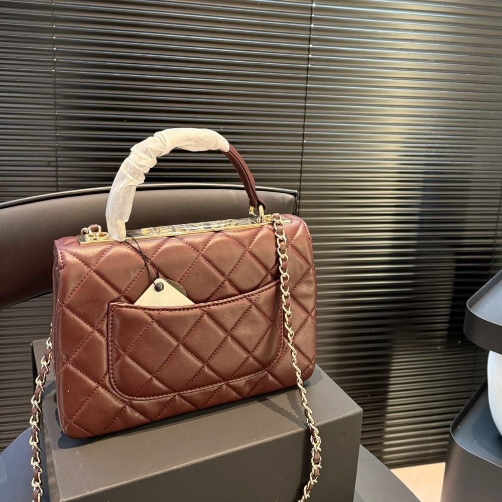 Chanel Small Flap Bag With Top Handle Burgundy 25Cm
