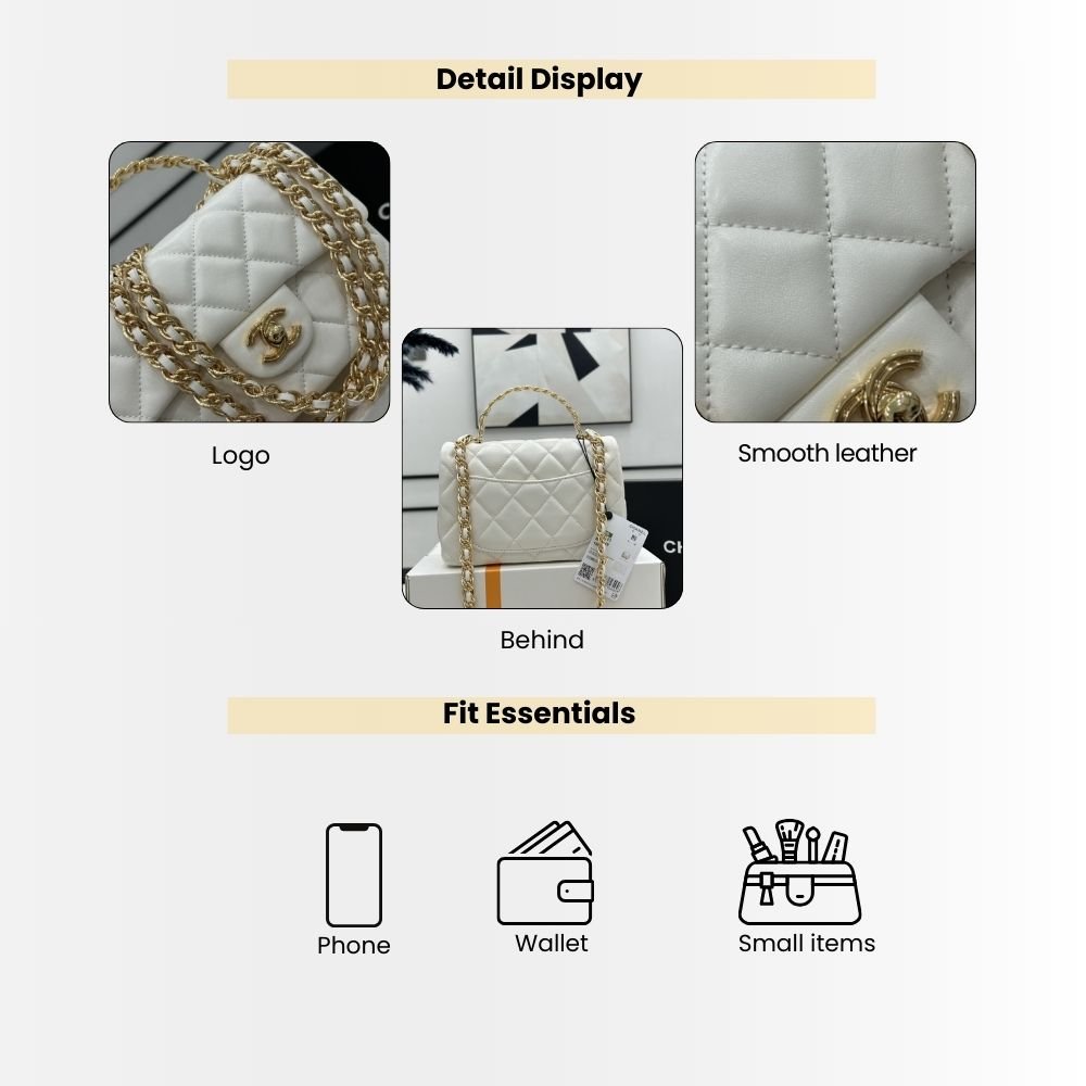 Chanel Small Flap Bag With Top Handle White 21cm AS4023 B10719 10601