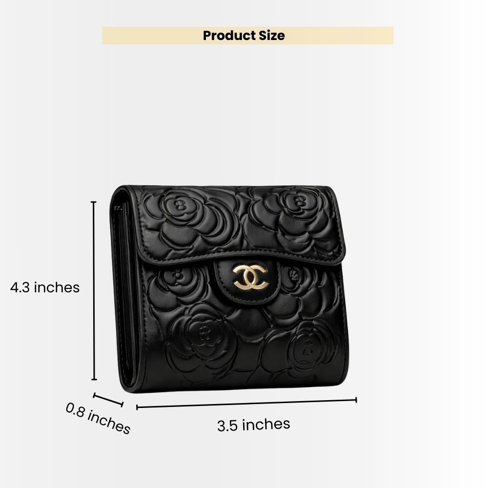 Chanel Small Floral Wallet Black 11.5Cm