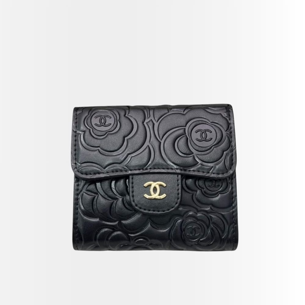 Chanel Small Floral Wallet Black 11.5Cm
