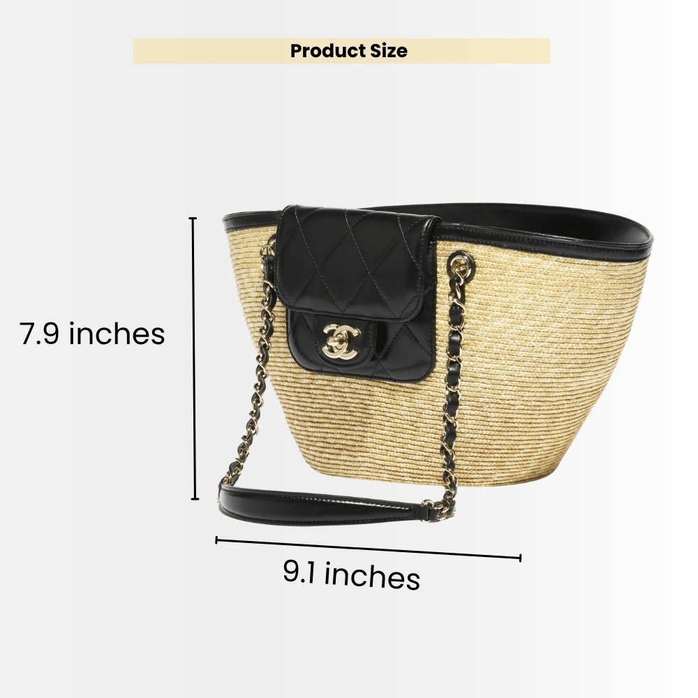 Chanel Small Shopping Bag Braided Straw And Gold Tone Metal Beige 23Cm AS5951 B22647 U6027